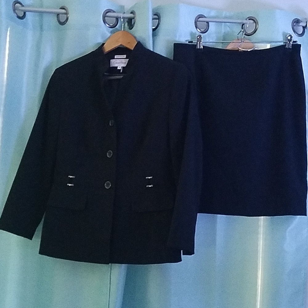 Black Calvin Klein skirt suit blazer 8